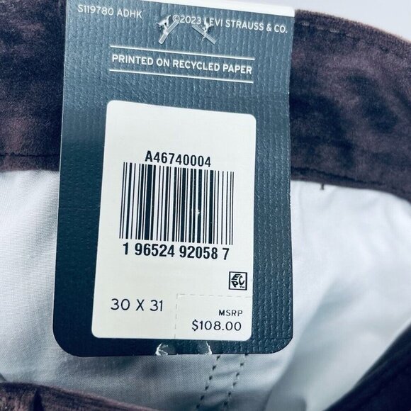 Levi’s  baggy Pants Size30X31 Women’s Throusers Velvet Straight Leg Brown New - Picture 9 of 9